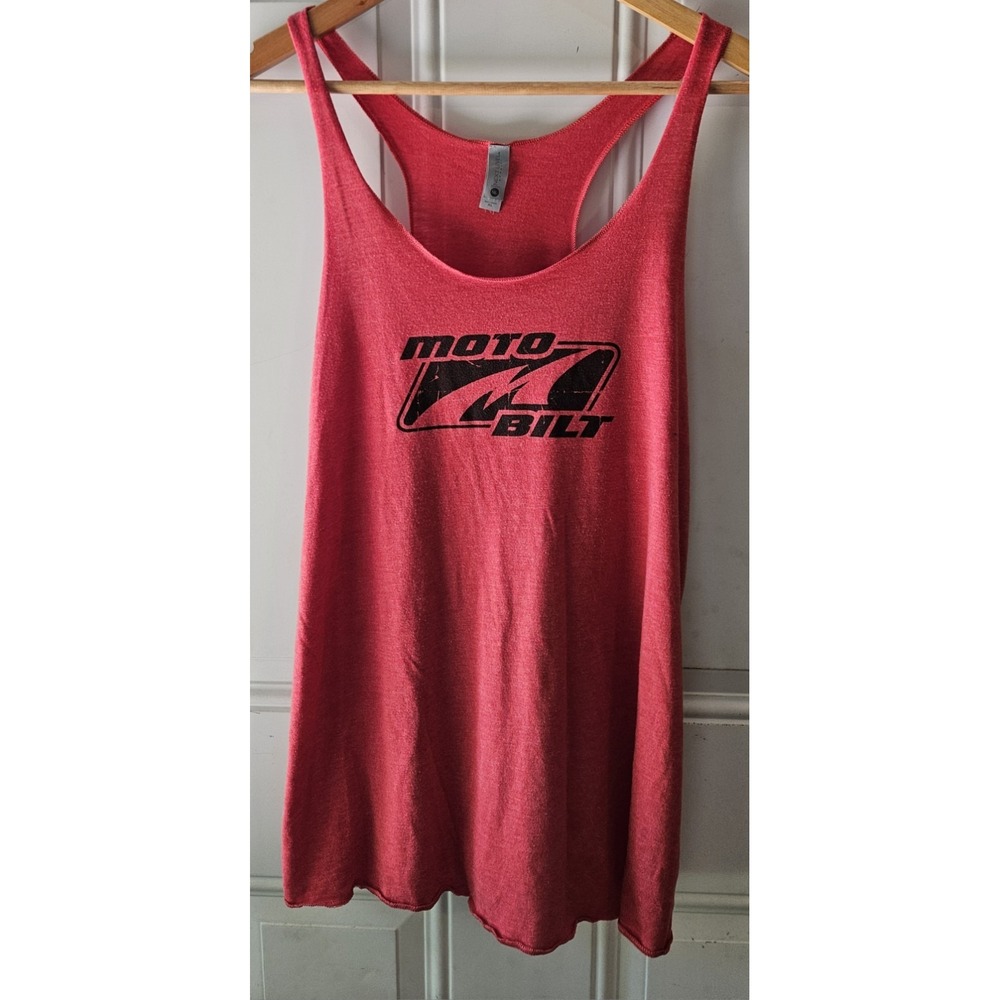 MotoBilt Logo Racerback Tank Top Women's XL Pink Graphic‎ Sleeveless Next Level